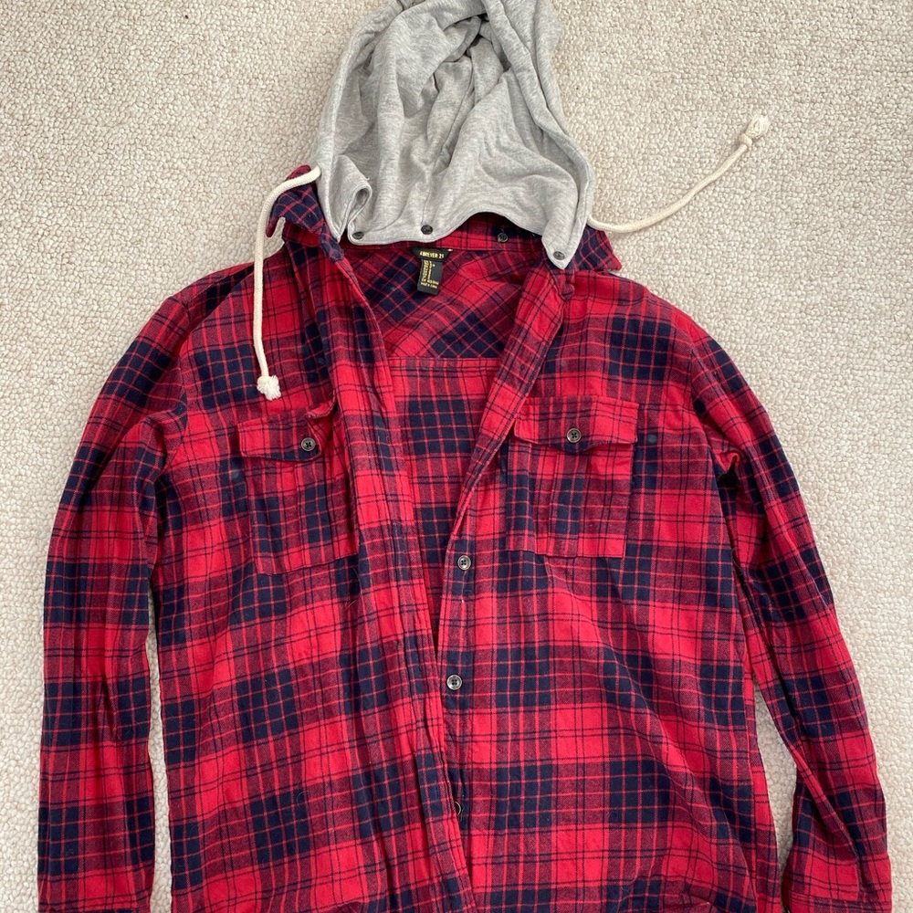 Forever 21 Flannel With Detachable Hood
